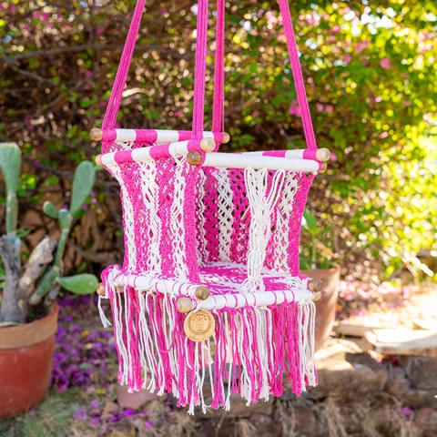 hamac bebe macrame rosado 2