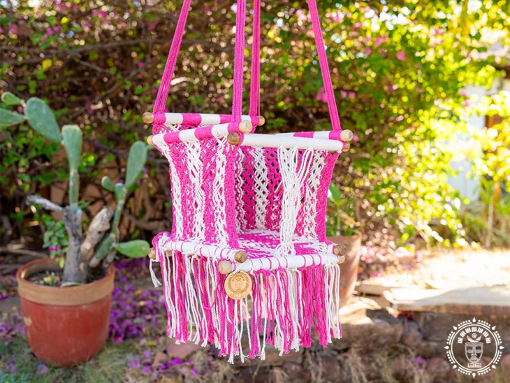 hamac bebe macrame rosado 2