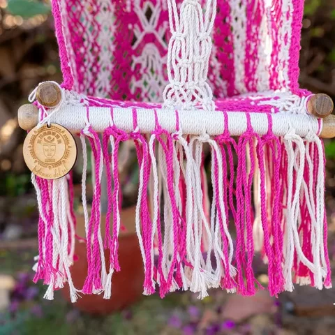 hamac bebe macrame rosado 3