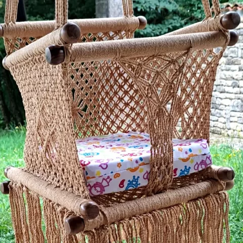 Hamac bébé macramé taupe